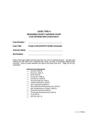 Thumbnail of Washington Form Case Cover Sheet – Snohomish County