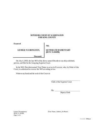 Thumbnail of Washington Form Letters Testamentary