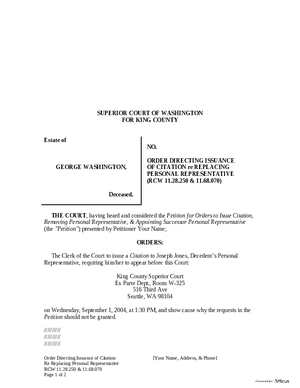 Thumbnail of Washington Form Order Directing Issuance Of Citation