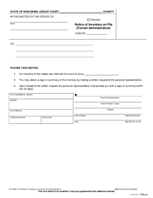 Thumbnail of Wisconsin Form Notice Of Inventory On File (Formal Administration)