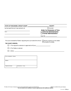 Thumbnail of Wisconsin Form Order For Extension Of Time